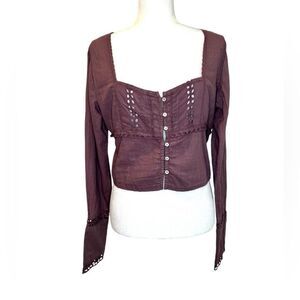 FREE PEOPLE Joi Eyelet Roan Rouge Top